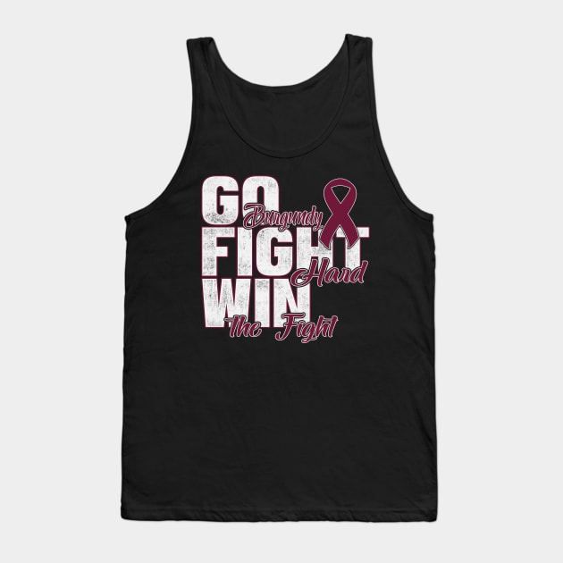 Go Burgundy Fight Hard Win The Fight Sickle Cell Awareness Burgundy Ribbon Warrior Tank Top by celsaclaudio506